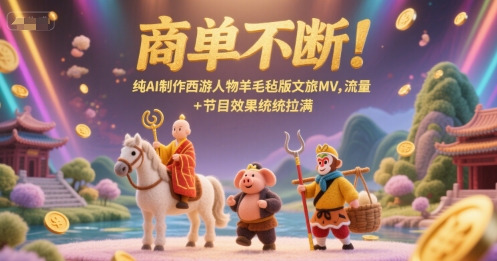 商单不断！纯AI制作西游人物羊毛毡版文旅MV，流量+节目效果统统拉满 - 网创副业项目网-网创副业项目网