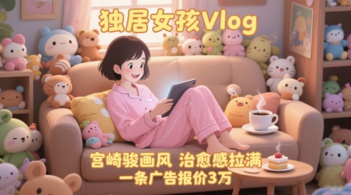 单个账号涨粉71W！用AI制作独居女孩Vlog，宫崎骏画风，治愈感拉满，一条广告报价3W - 网创副业项目网-网创副业项目网