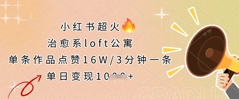 小红书超火的治愈系loft公寓，单条作品点赞16W，3分钟一条，单日变现数张 - 网创副业项目网-网创副业项目网