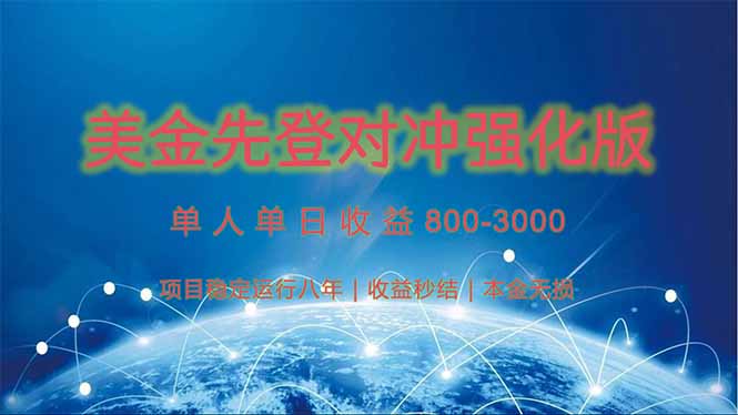 （15012期）美金先登计划对冲强化版，2025年黑马中最暴力收益日收益1k-4k（可放大... - 网创副业项目网-网创副业项目网