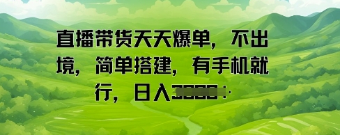 直播带货天天爆单，不出境，简单搭建，有手机就行，日入多张 - 网创副业项目网-网创副业项目网