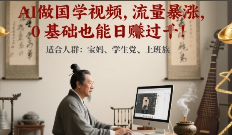 AI做国学视频，流量暴涨 ，0 基础也能日入多张 - 网创副业项目网-网创副业项目网
