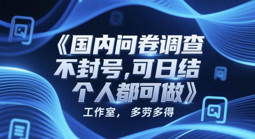 国内问卷调查，不封号，可日结，多劳多得，工作室，个人都可做 - 网创副业项目网-网创副业项目网