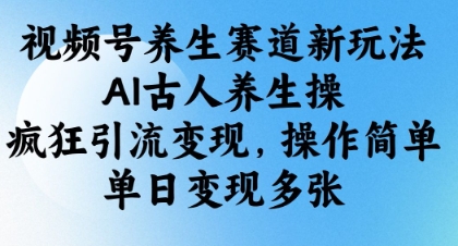 视频号养生赛道新玩法，AI古人养生操，疯狂引流变现，操作简单，单日变现多张 - 网创副业项目网-网创副业项目网