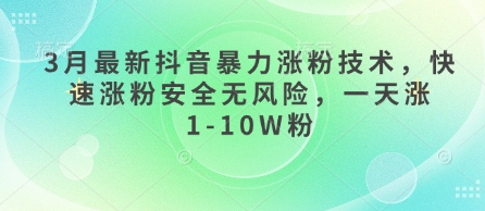 3月最新抖音暴力涨粉技术，快速涨粉安全无风险，一天涨1-10W粉 - 网创副业项目网-网创副业项目网