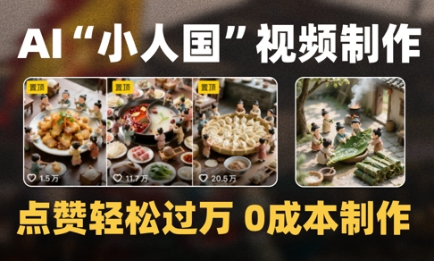 爆款1000W+播放微缩景观迷你小人国AI视频0成本制作全流程教学 - 网创副业项目网-网创副业项目网