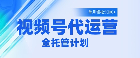 视频号代运营2.0，全程托管招募，单月轻松变现5k【揭秘】 - 网创副业项目网-网创副业项目网