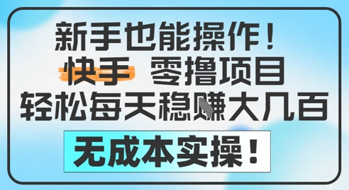 新手也能操作，快手零撸挣米，轻松每天挣2-5张，完全无成本 - 网创副业项目网-网创副业项目网