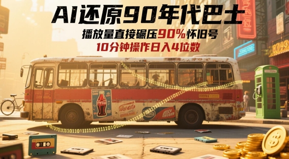 AI还原90年代巴士，一帧就让70后泪崩，播放量直接碾压90%怀旧号，每天操作十分钟，日入四位数 - 网创副业项目网-网创副业项目网