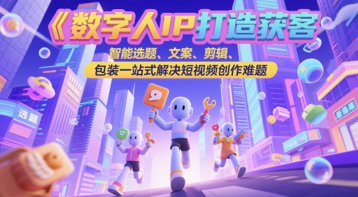 数字人IP打造获客变现实操课，智能选题、文案、剪辑、包装一站式解决短视频创作难题 - 网创副业项目网-网创副业项目网